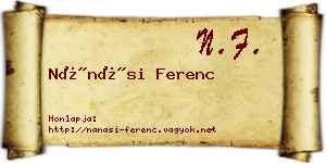 Nánási Ferenc névjegykártya