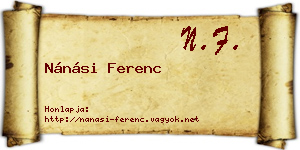Nánási Ferenc névjegykártya